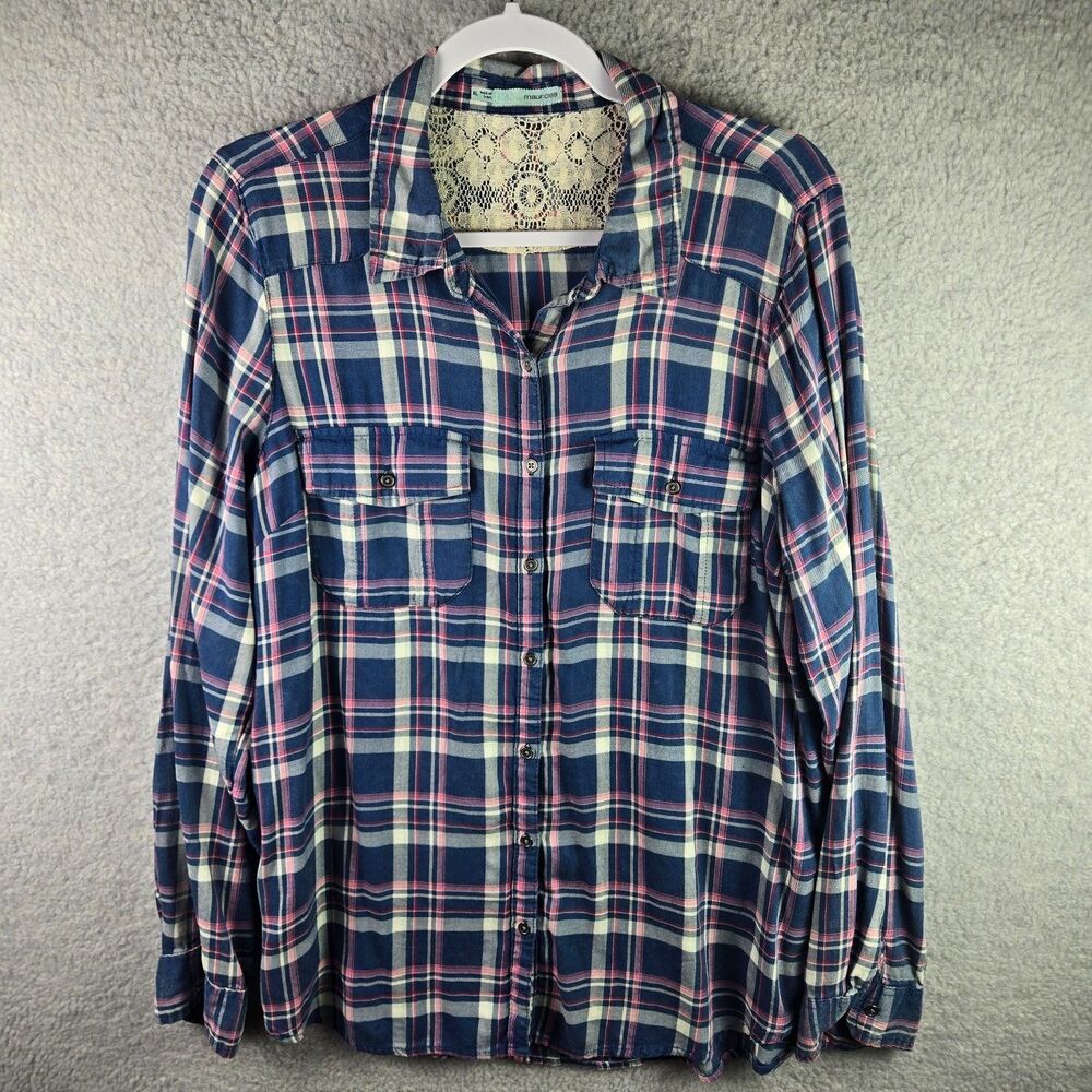 Maurices Plaid Button-up Shirt Womens XL Multicolor Long Sleeve